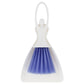Triangular dustpan scoop with attached vent brush, blue bristle fan