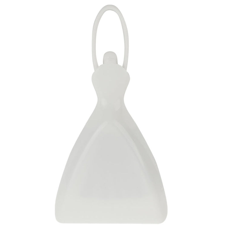 White triangular dustpan scoop with hanging loop handle