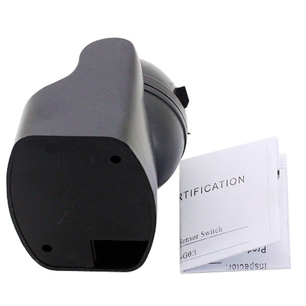 Black infrared motion sensor switch back housing with mounting holes and included label card