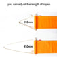 Orange foot hammock end with adjustable rope length and beige tying straps