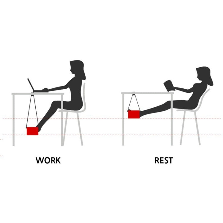 Foot hammock set under desk for raised leg support during work or rest