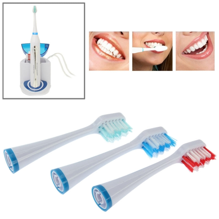 Replacement electric toothbrush brush head set with blue and red bristle heads
