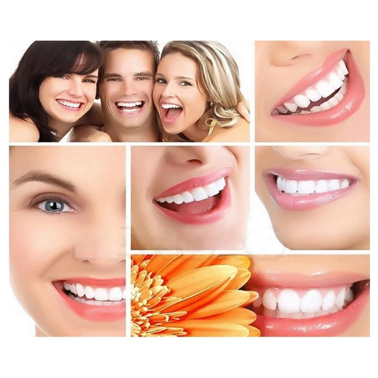 Smiling faces and teeth collage for toothbrush brushing demonstration