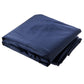 Folded navy-blue kids toy storage bag, stacked neatly for compact storage