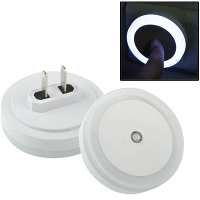White LED night light with socket, circular LED ring glowing