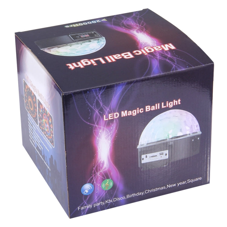 Retail box for LED Magic Ball Light with colorful pattern graphics