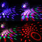 Colorful rotating LED disco light patterns from mirrored ball
