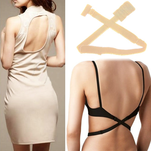 Khaki low back bra strap converter with adjustable criss-cross back straps