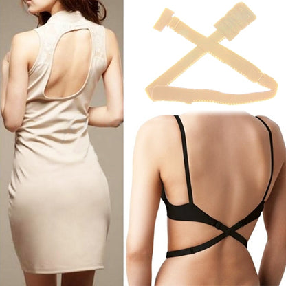Khaki low back bra strap converter with adjustable criss-cross back straps