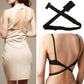 Black low back bra strap converter with adjustable criss-cross back straps