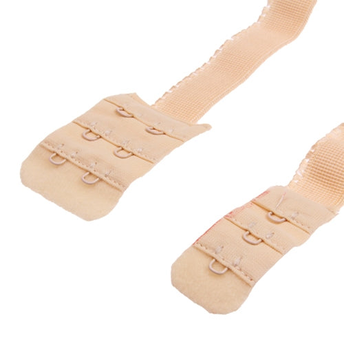 Beige adjustable bra strap bands with three-row hook-and-loop closures