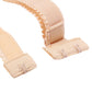 Beige bra strap converter close-up with hook-and-loop fastener pieces