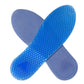 Pair of blue honeycomb insoles with grey fabric top layer, full pads