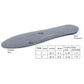 Grey shoe insole pad with length and width dimension chart for L and S