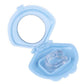 Light blue anti-snore nose clip case showing clear insert inside