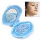 Anti-snore nose clip with open case and clear insert; shown near the nose