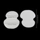 Size diagram of oval underarm sweat pads, two pads shown with measurements