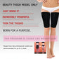 Black thigh shaper sleeves worn on legs, short compression shorts style