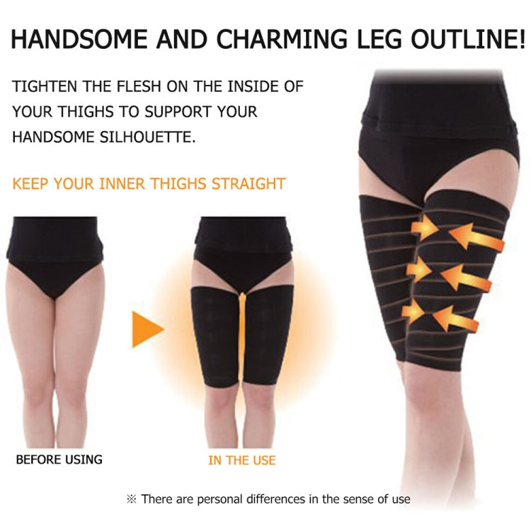 Black compression thigh shaper with wide top band and central vertical seam
