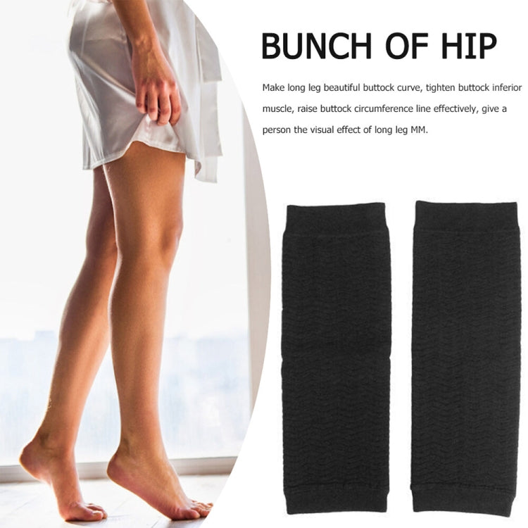 Black over-the-thigh compression shaper sleeves, shown as a pair