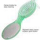 Green foot pedicure paddle with bristle cleaning brush and stainless-steel grater surface