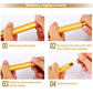 Gold battery-replacement face massage stick with twist-off cap and button