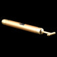 Gold electric face massage stick with long cylindrical body and T-bar attachment, side view.