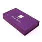 Purple gift box with FAO logo for electric face massage stick.