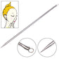 Stainless steel comedone remover needle, angled view with loop ring end