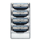 Shaving razor blade refill cartridges in clear case, four stacked blade units