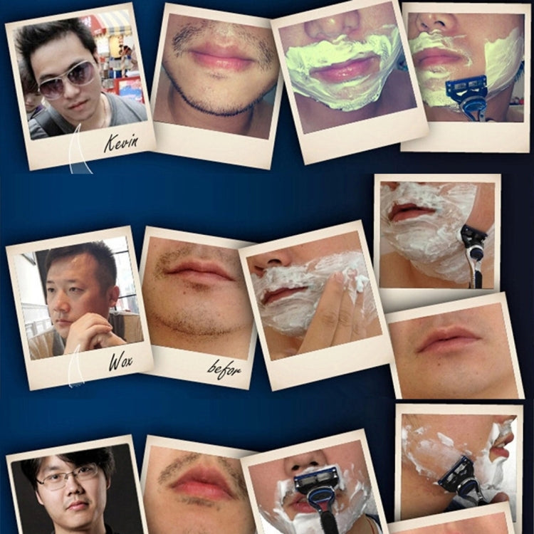 Shaving razor blade refills kit shown on multiple men during facial shaving