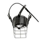 Black leather and steel wire dog muzzle basket with adjustable head and neck straps
