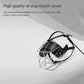 Dog mouth cover muzzle with steel wire basket and black leather straps, compact fit