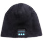 Black knit beanie with Bluetooth control module on the front
