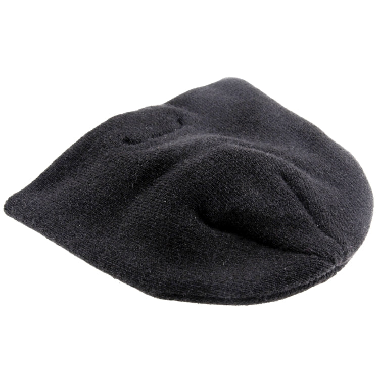 Black knit winter beanie with folded cuff