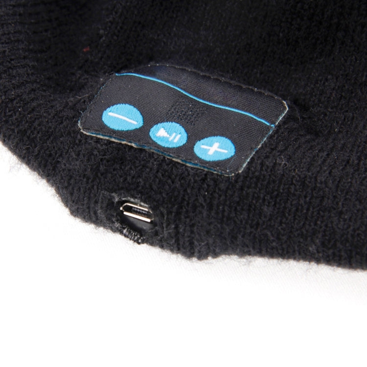 Black knit beanie Bluetooth control panel with USB charging port