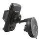Black adjustable car phone holder with long arm and circular suction base