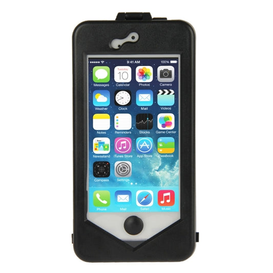 Black phone holder case with touch screen window and top mounting clip