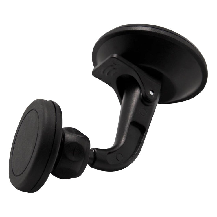 Black car phone mount holder with round face and flexible curved arm
