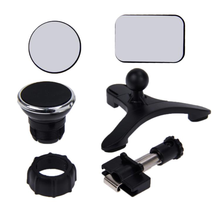 Rotatable universal phone holder set with black mount parts and multiple adapters