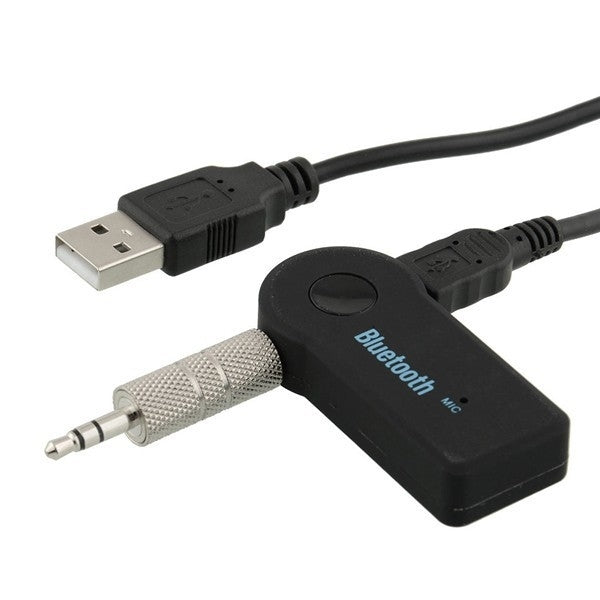 Bluetooth mic receiver with USB cable and 3.5mm audio plug with mesh mic