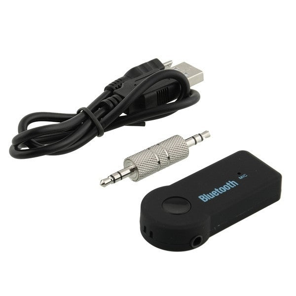 Bluetooth mic receiver with attached USB cable and 3.5mm plug microphone