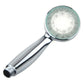 Chrome shower head with round spray face and clear LED diffuser