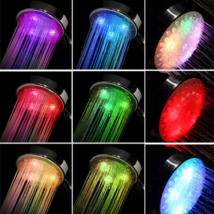 Color-changing LED shower head with glowing spray colors