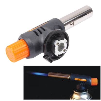 Gas torch with orange control knob, black handle, and silver nozzle