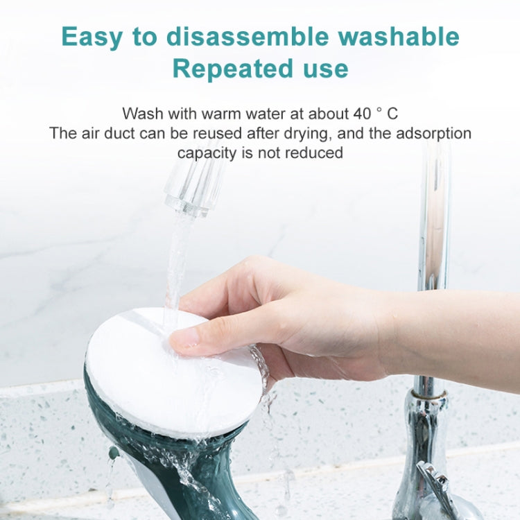 White suction safety handle with dark green grips, rinsed under running water