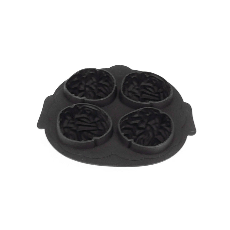 Black silicone ice cube tray with 5 brain-shaped ice cube cavities