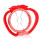 Red apple separator device with circular slicer blades and clear center ring