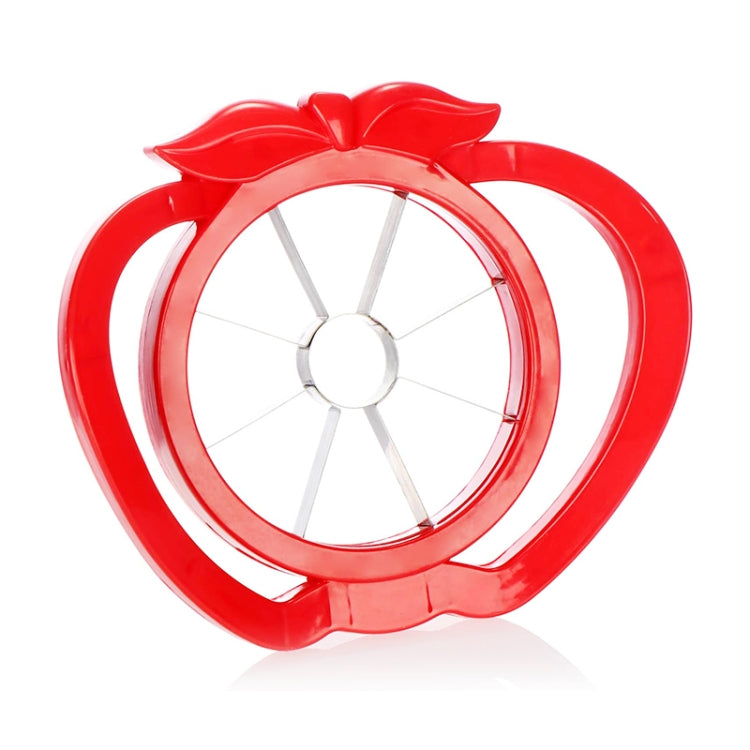 Red apple separator device with circular slicer blades and clear center ring