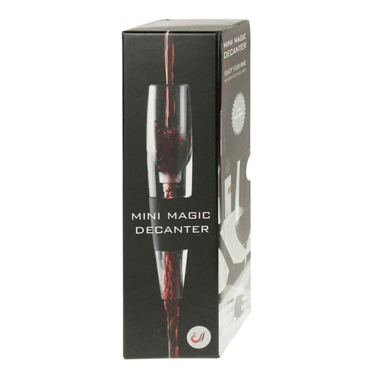 Mini Magic Decanter wine pourer box, clear glass spout with black sleeve